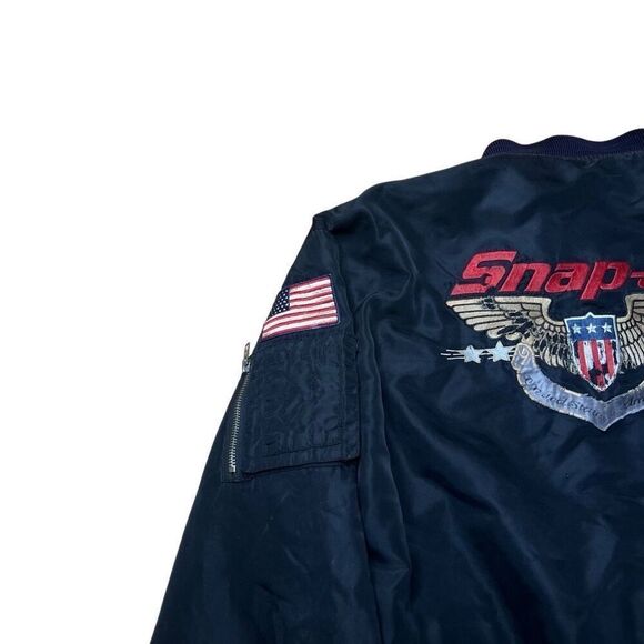 Vintage 80s Snap On Satin Bomber Jacket Large Made In Korea Large - Picture 4 of 12